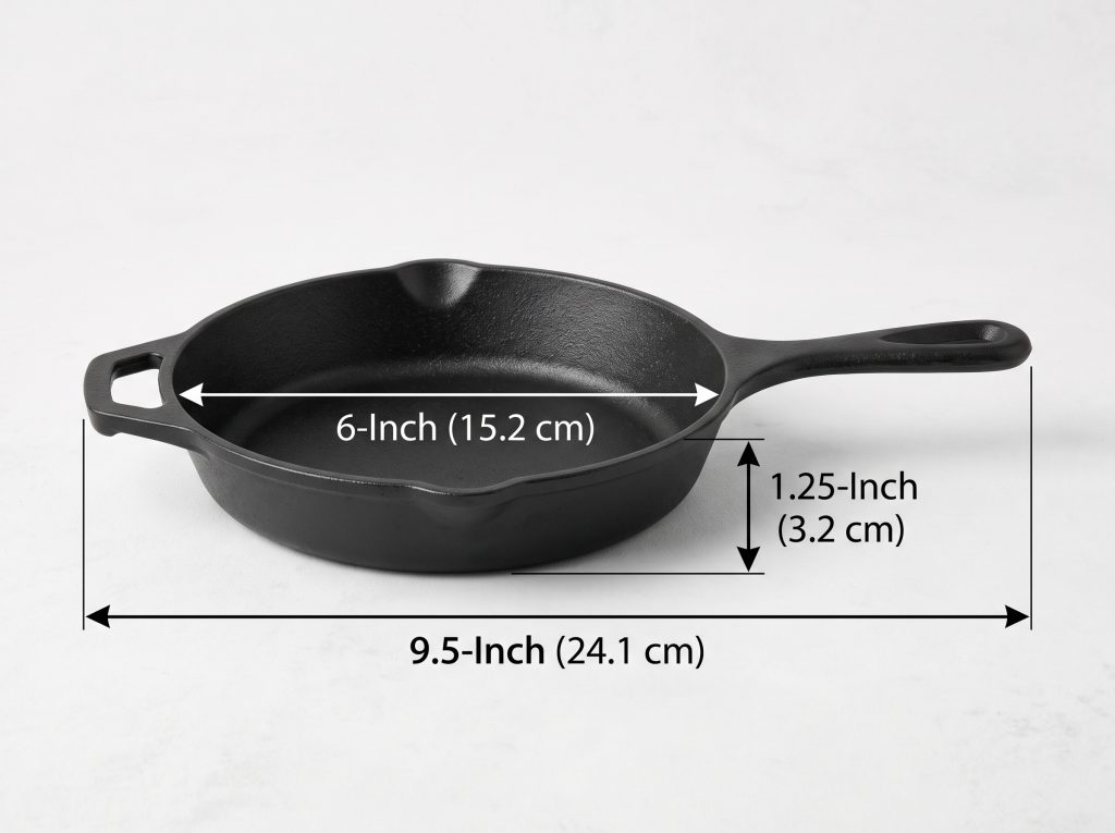 A 6-Inch Cast Iron Skillet Cooking Surface Diameter