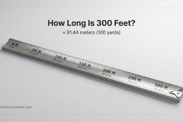 Hero graphic showing a 300-foot tape measure, equal to 91.44 meters