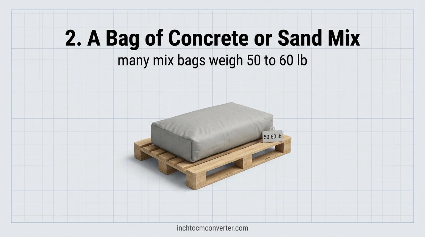 A 50 lb bag of concrete mix on a pallet
