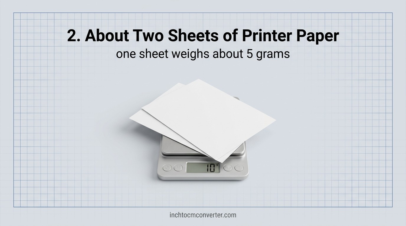 Two sheets of printer paper weigh about 10 grams