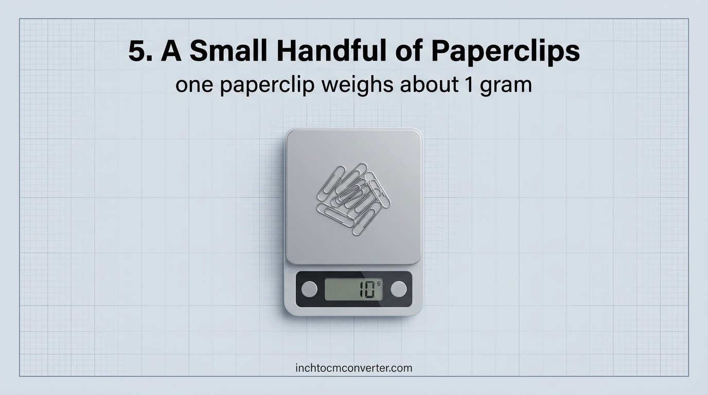 A small handful of paperclips weighs about 10 grams