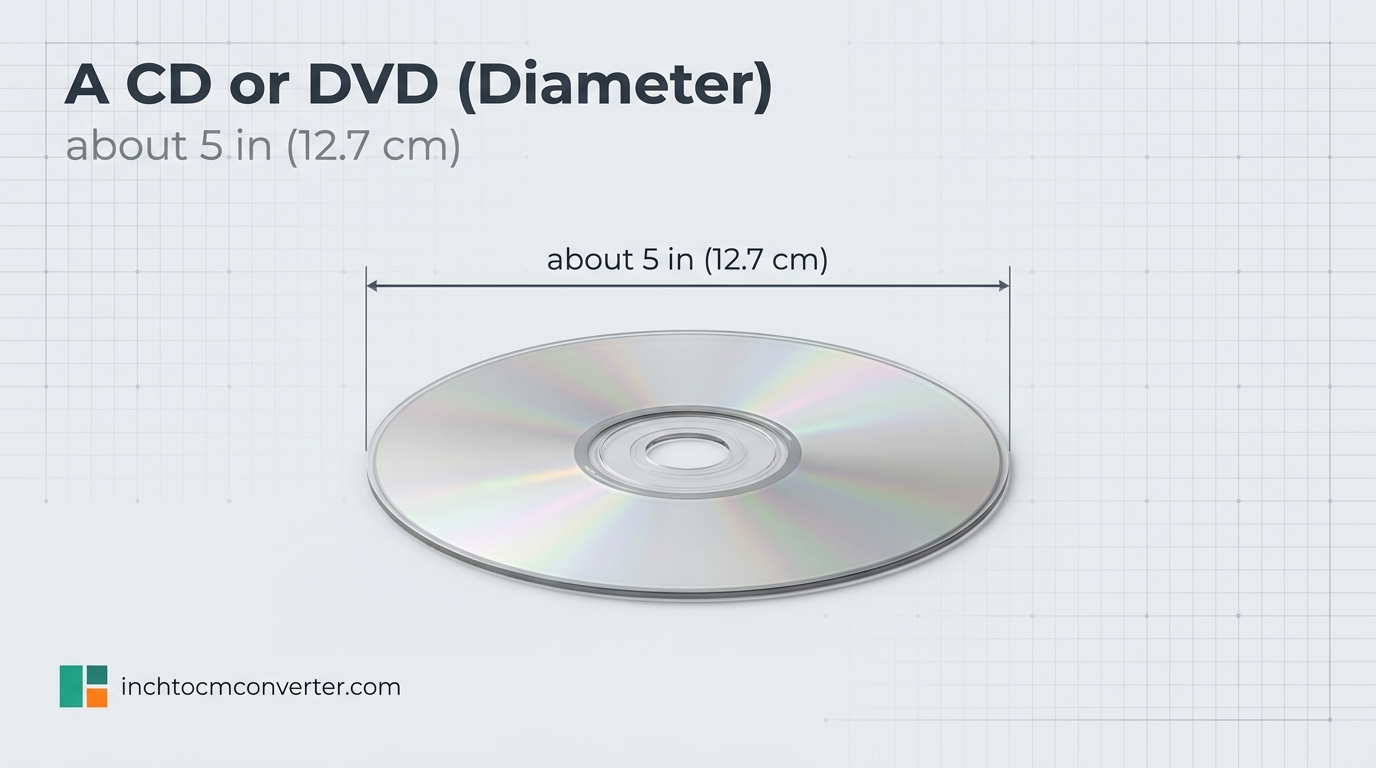 A CD or DVD (Diameter) - size reference with measurement A CD or DVD (Diameter) - size reference with measurement