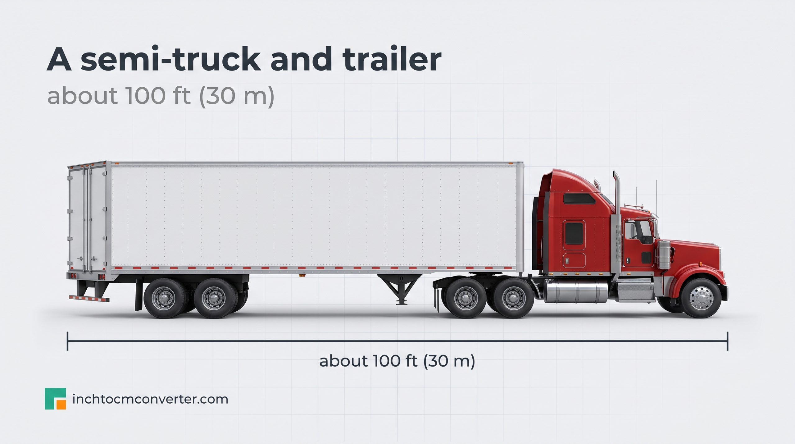 A Semi-Truck With Trailer - size reference with measurement A Semi-Truck With Trailer - size reference with measurement