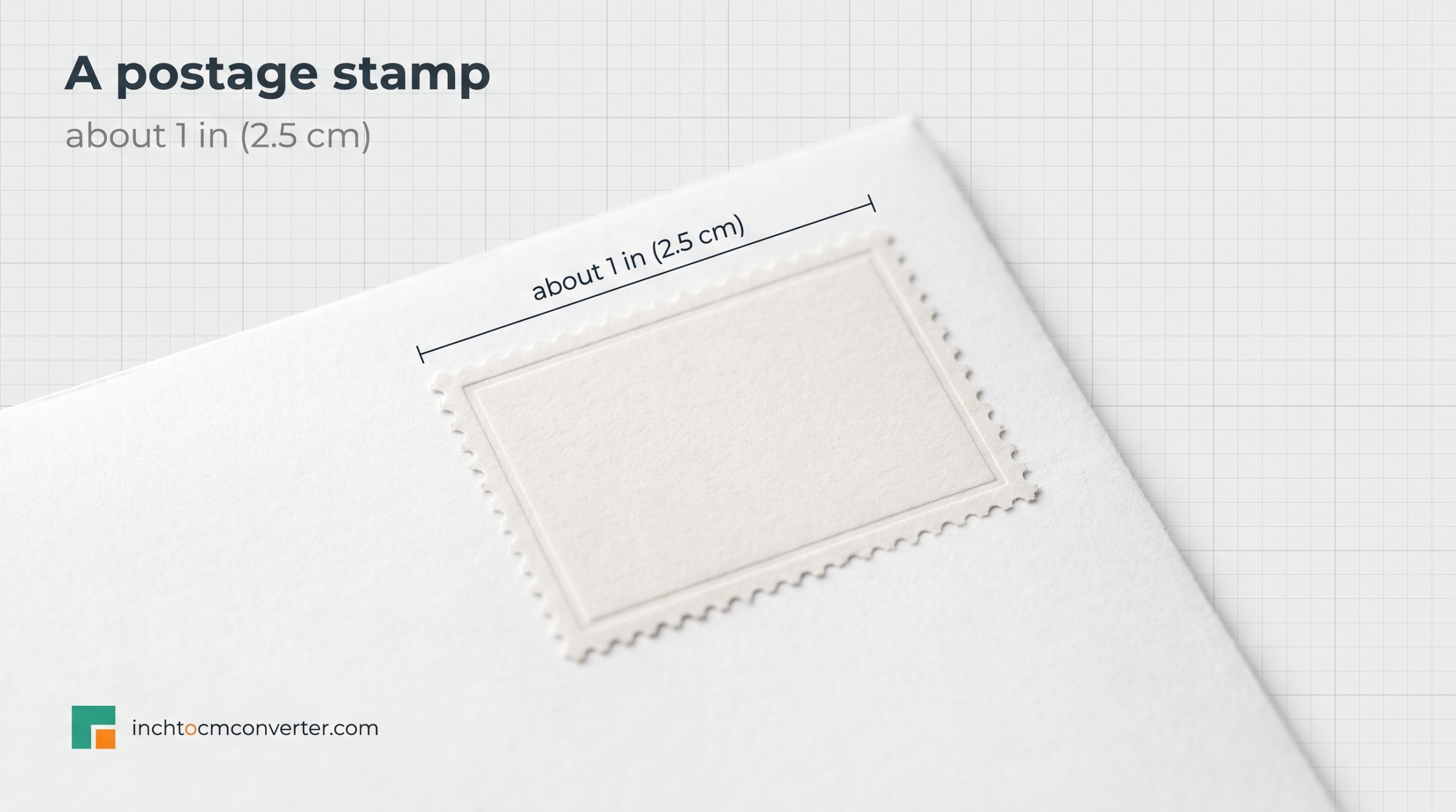 A Standard Postage Stamp - size reference with measurement