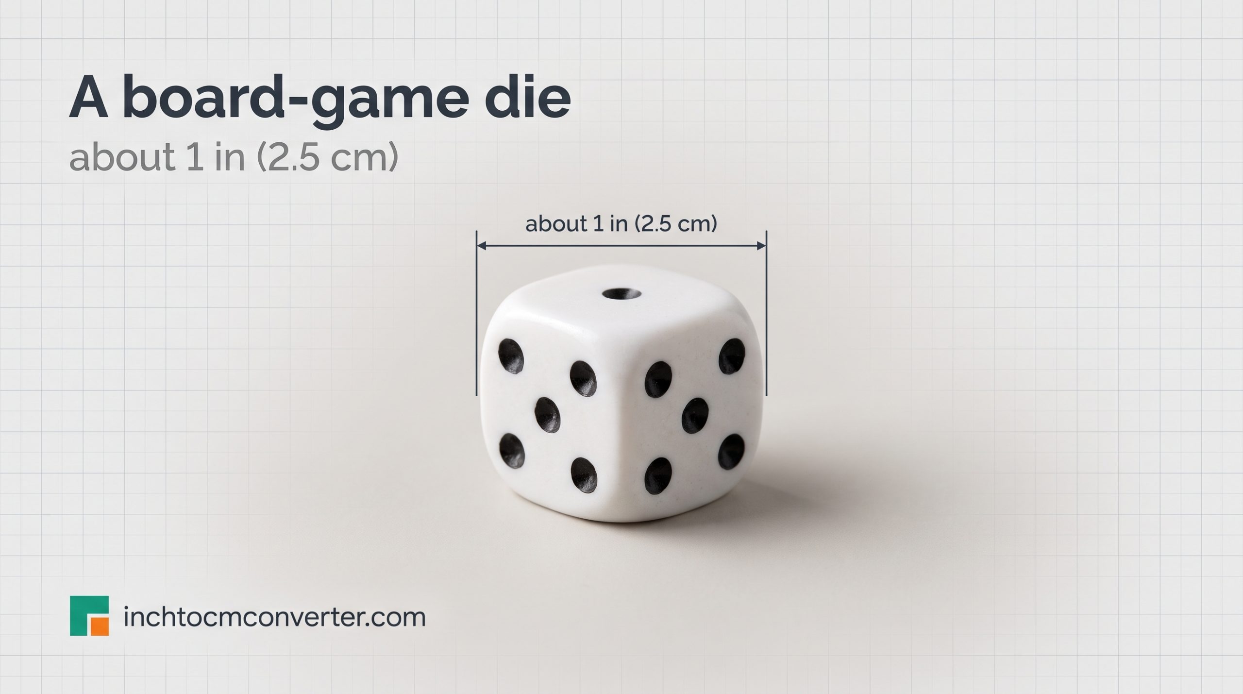 A Board-Game or Casino Die - size reference with measurement