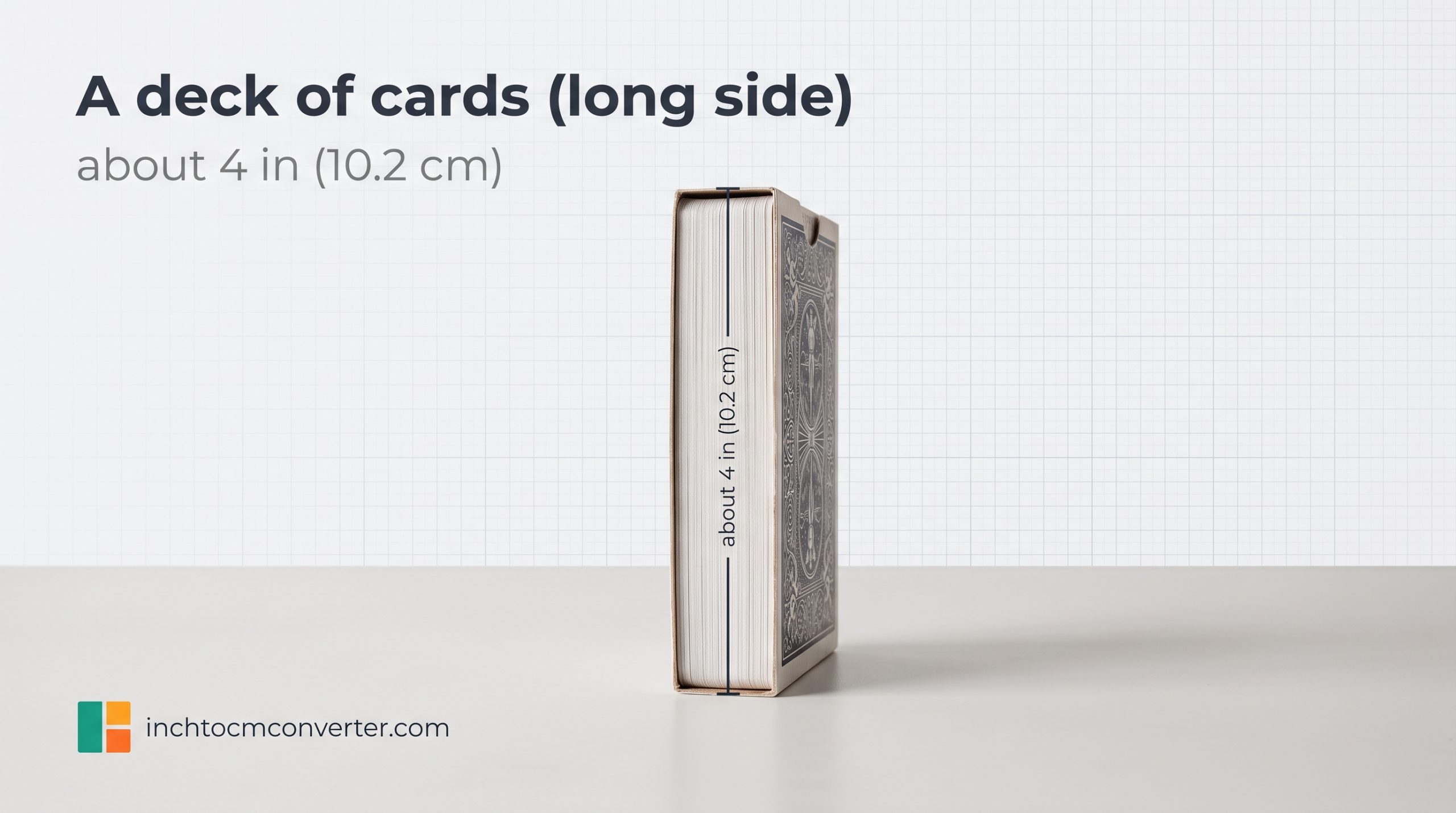 A Deck of Playing Cards (Long Side, Plus a Bit) - size reference with measurement
