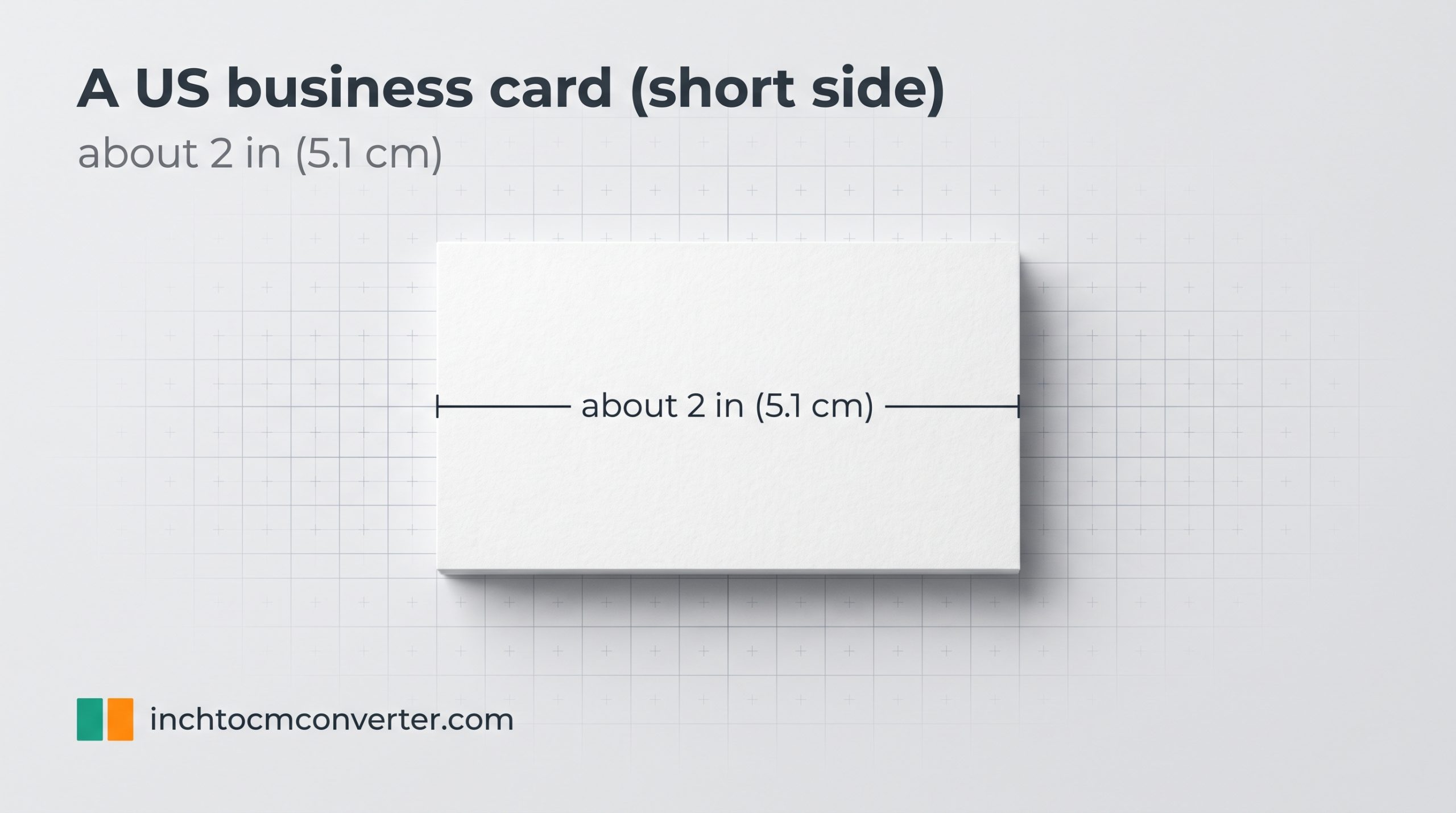 A US Business Card (Short Side) - size reference with measurement A US Business Card (Short Side) - size reference with measurement