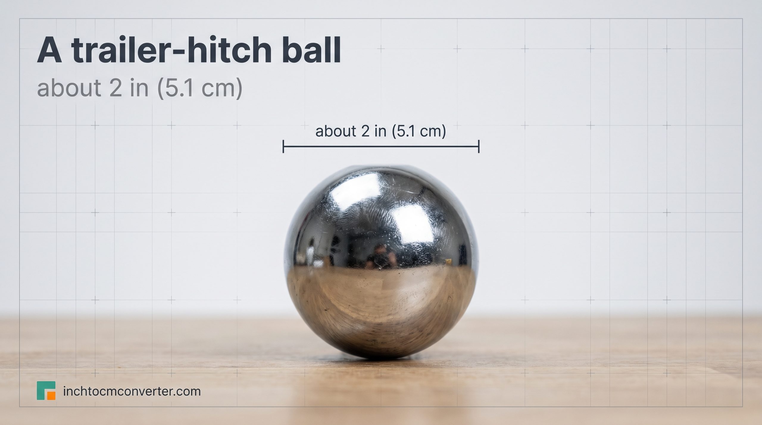 A Trailer Hitch Ball (Diameter) - size reference with measurement A Trailer Hitch Ball (Diameter) - size reference with measurement