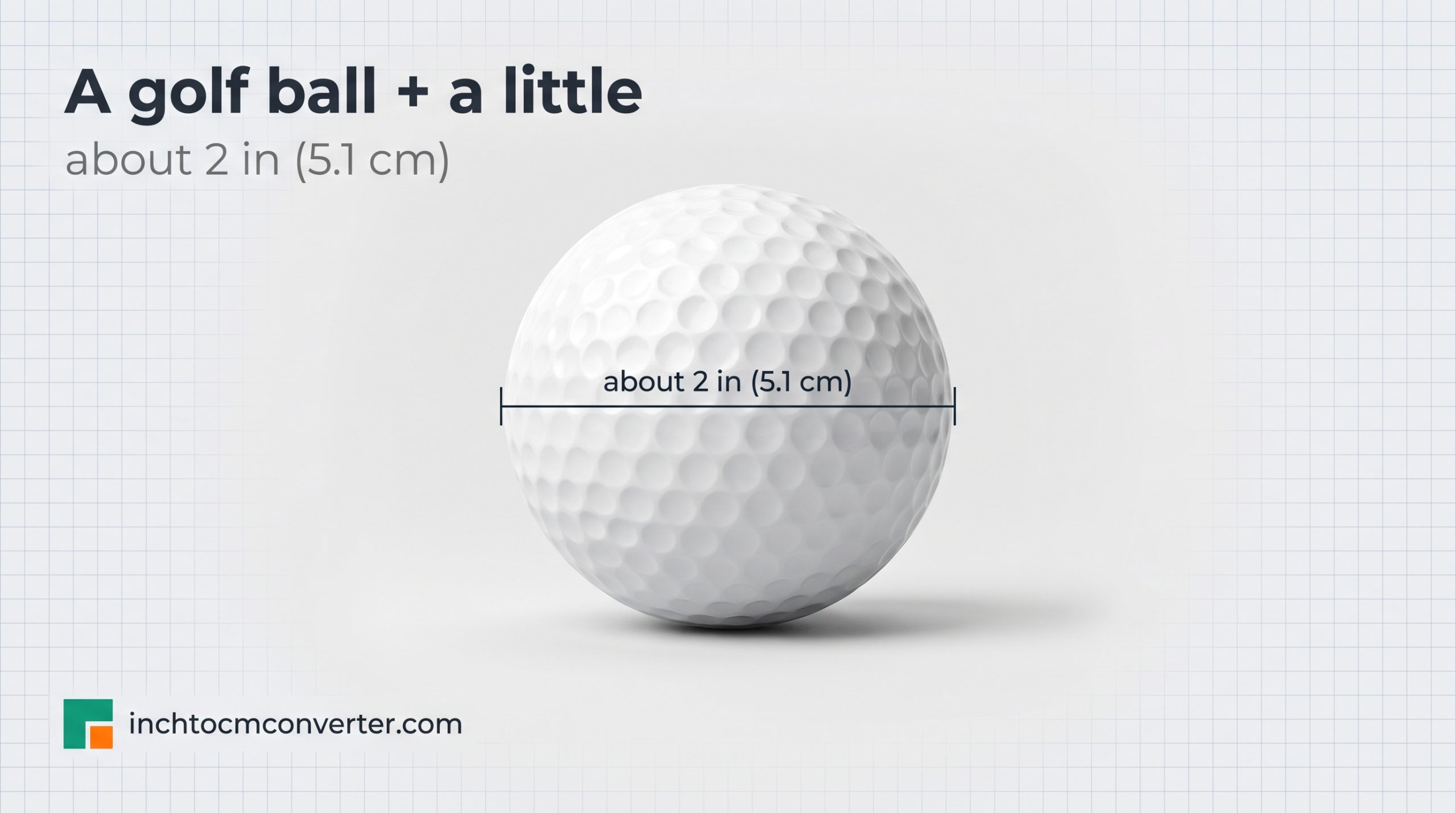 A Golf Ball Plus a Little - size reference with measurement A Golf Ball Plus a Little - size reference with measurement