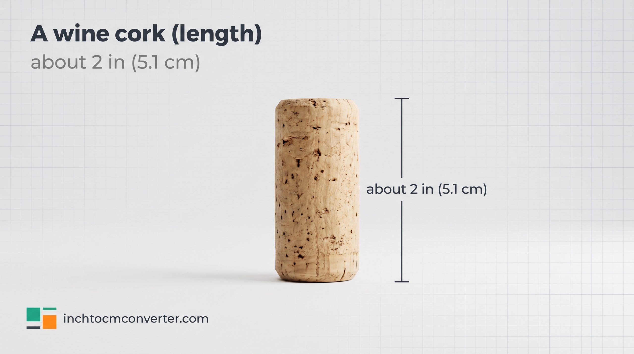 A Wine Cork (Length) - size reference with measurement A Wine Cork (Length) - size reference with measurement