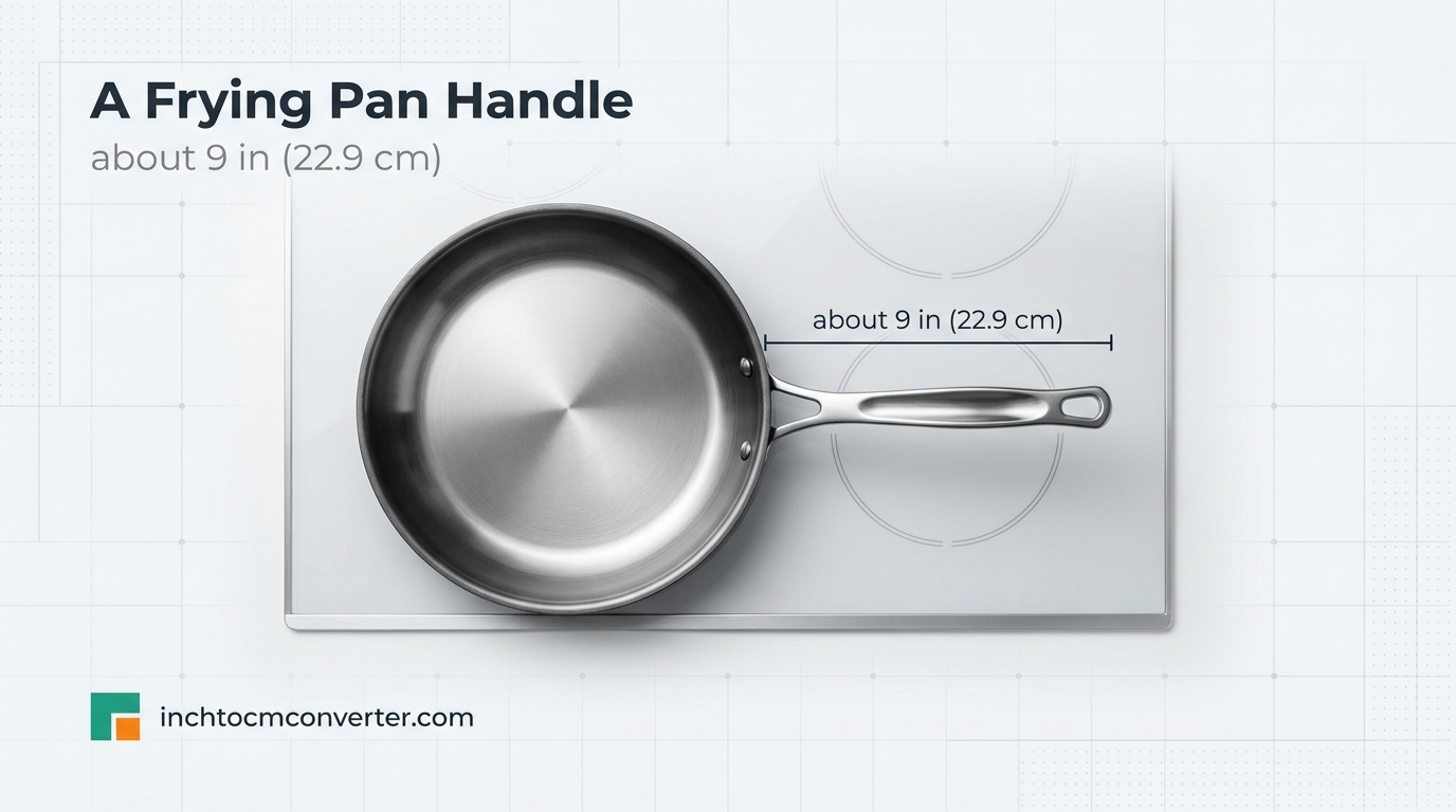 A Frying Pan Handle - size reference with measurement A Frying Pan Handle - size reference with measurement