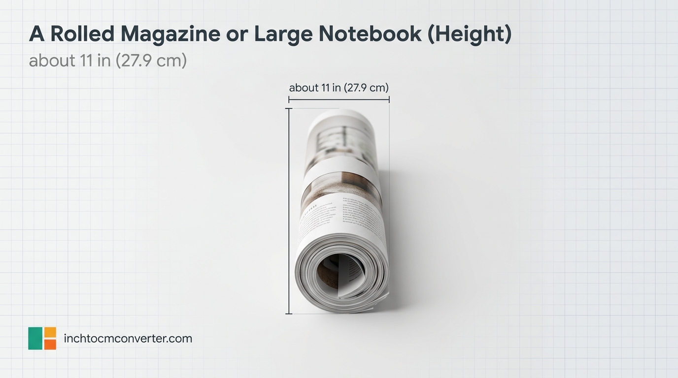 A Rolled Magazine or Large Notebook (Height) - size reference with measurement