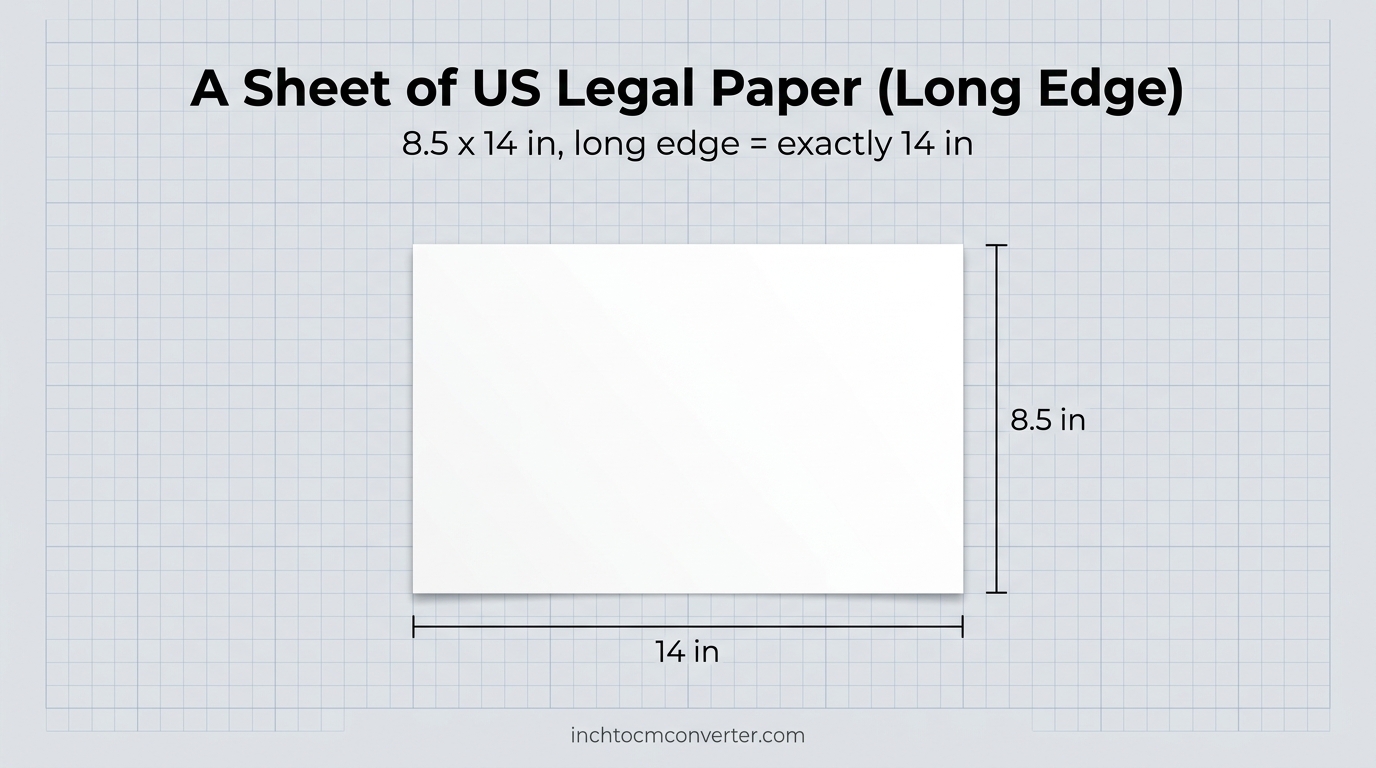 A Sheet of US Legal Paper (Long Edge) - size reference with measurement A Sheet of US Legal Paper (Long Edge) - size reference with measurement