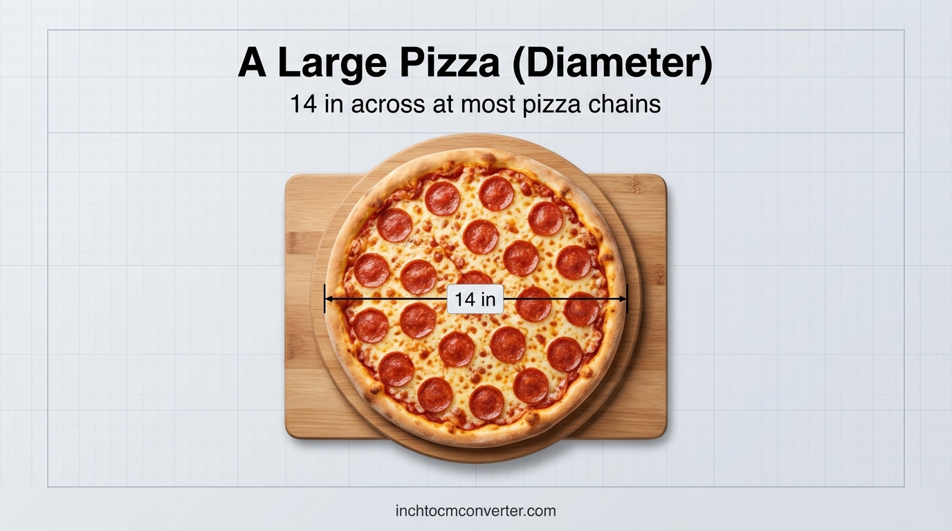A Large Pizza (Diameter) - size reference with measurement A Large Pizza (Diameter) - size reference with measurement