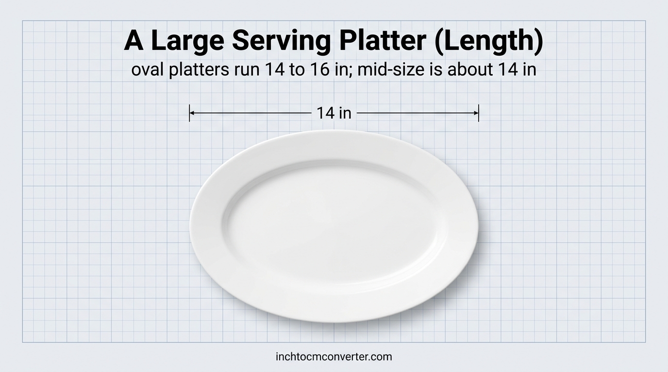 A Large Serving Platter (Length) - size reference with measurement A Large Serving Platter (Length) - size reference with measurement