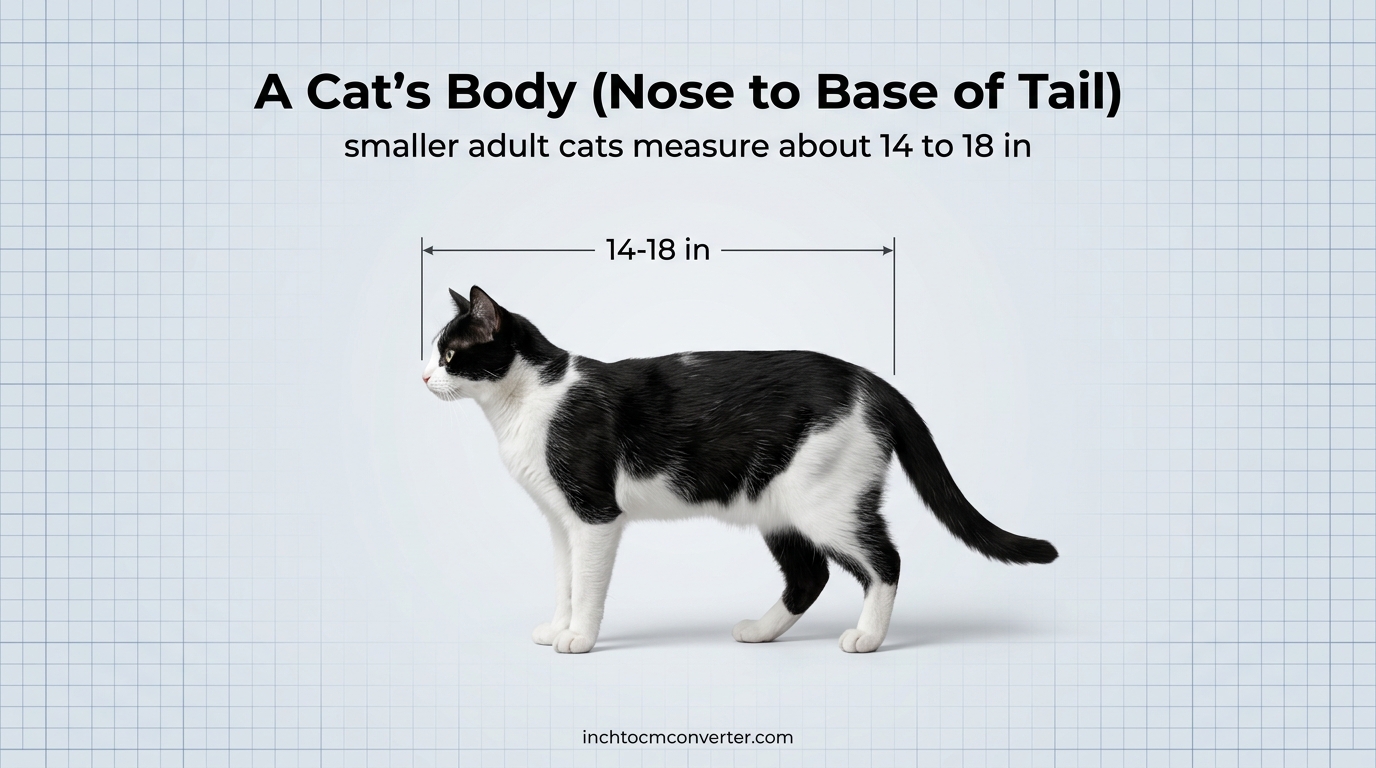 A Cat A Cat's Body (Nose to Base of Tail, Smaller Cats) - size reference with measurement