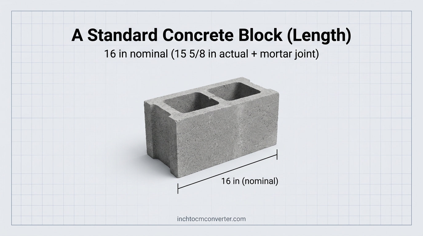 A Standard Concrete Block (Length) - size reference with measurement A Standard Concrete Block (Length) - size reference with measurement