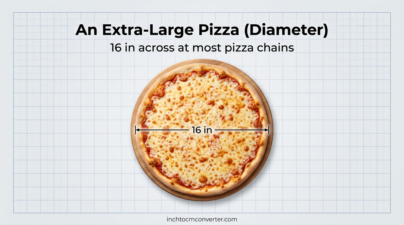 An Extra-Large Pizza (Diameter) - size reference with measurement An Extra-Large Pizza (Diameter) - size reference with measurement