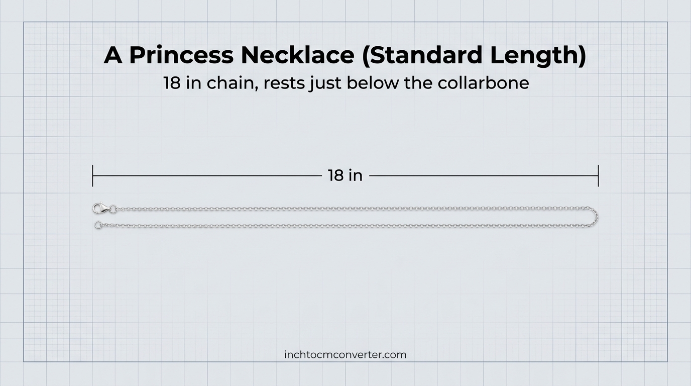 A "Princess" Necklace (Standard Length) - size reference with measurement