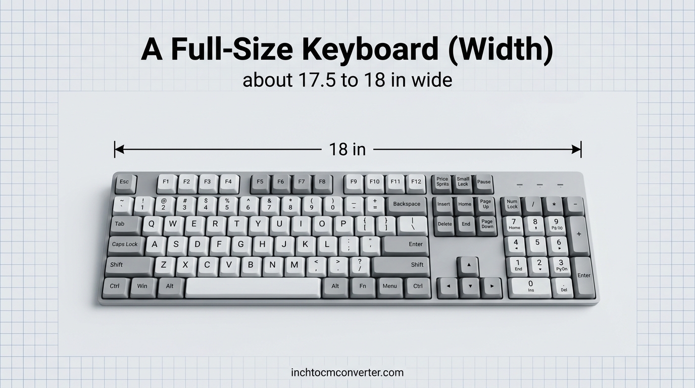A Full-Size Keyboard (Width) - size reference with measurement