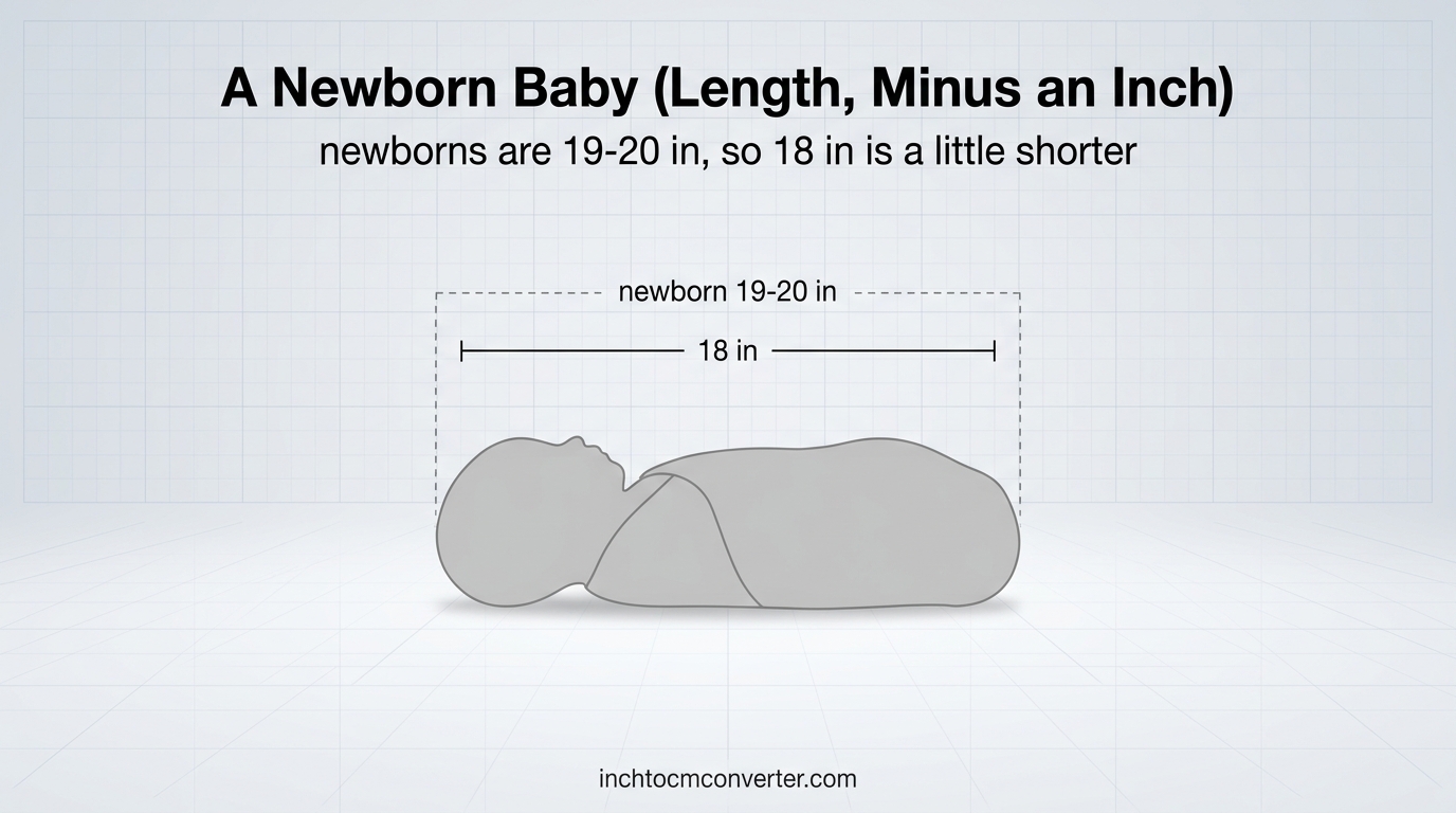 A Newborn Baby (Length, Minus an Inch) - size reference with measurement