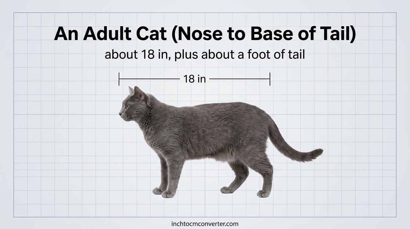 An Adult Cat (Nose to Base of Tail) - size reference with measurement