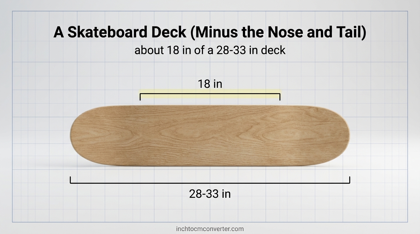 A Skateboard Deck (Minus the Nose and Tail) - size reference with measurement