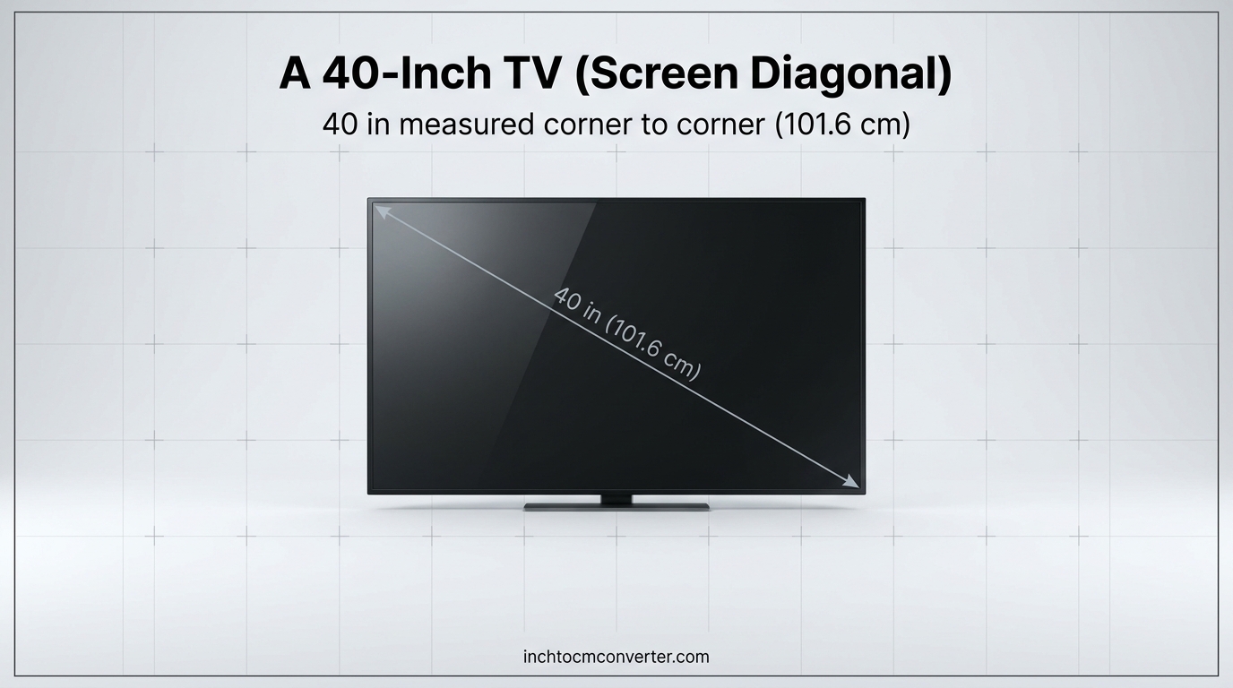 A 40-Inch TV (Screen Diagonal) - size reference with measurement