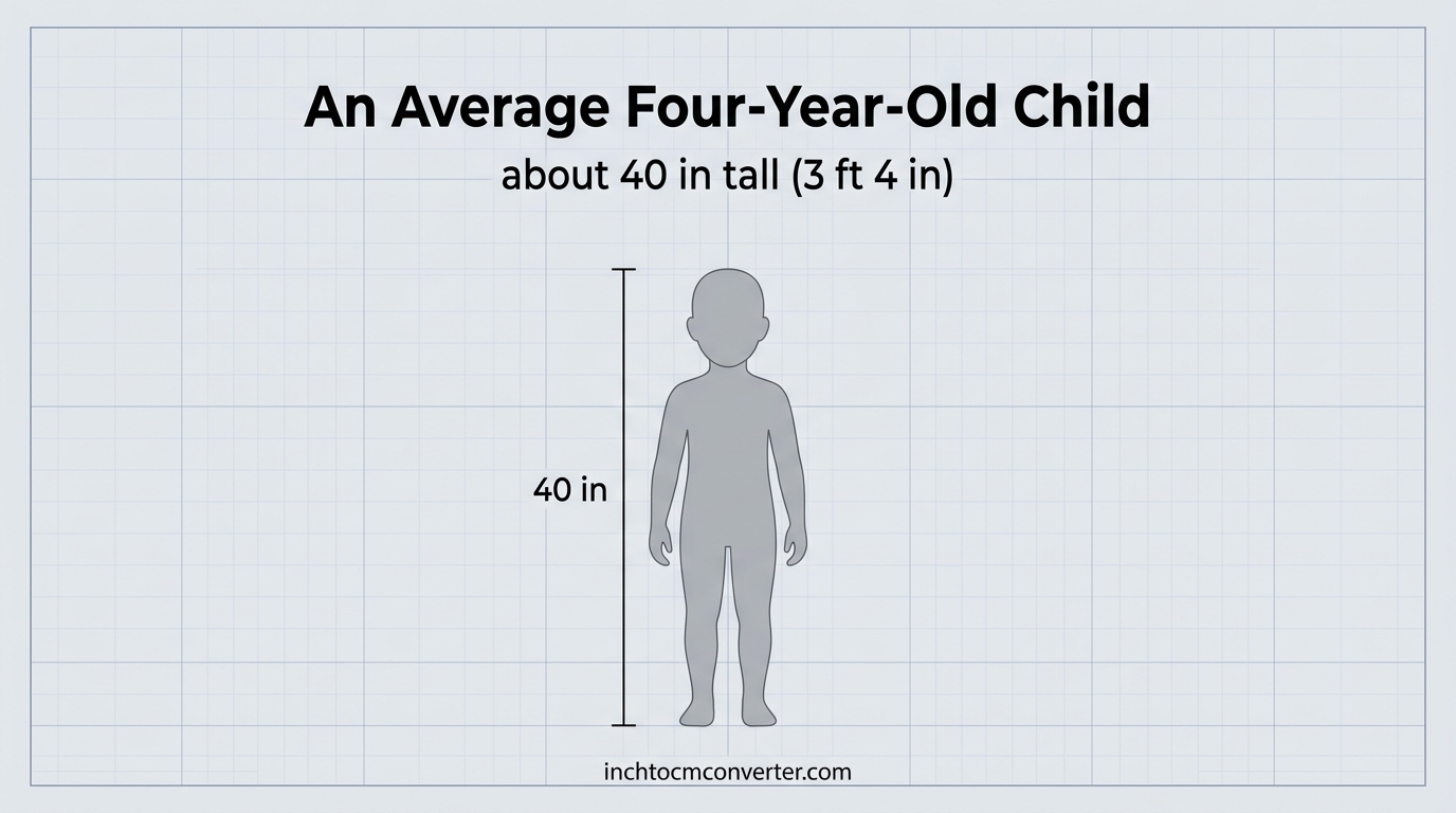 An Average Four-Year-Old Child (Standing Height) - size reference with measurement