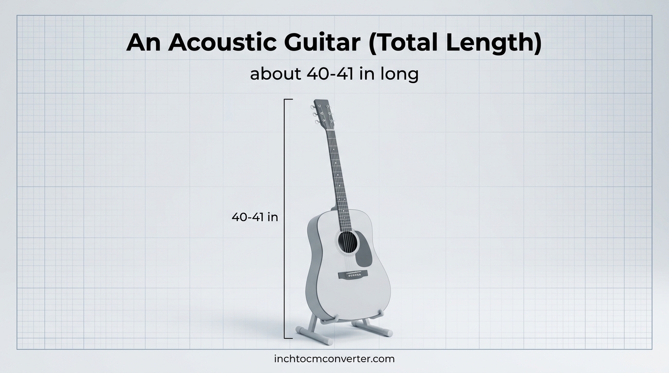 An Acoustic Guitar (Total Length) - size reference with measurement