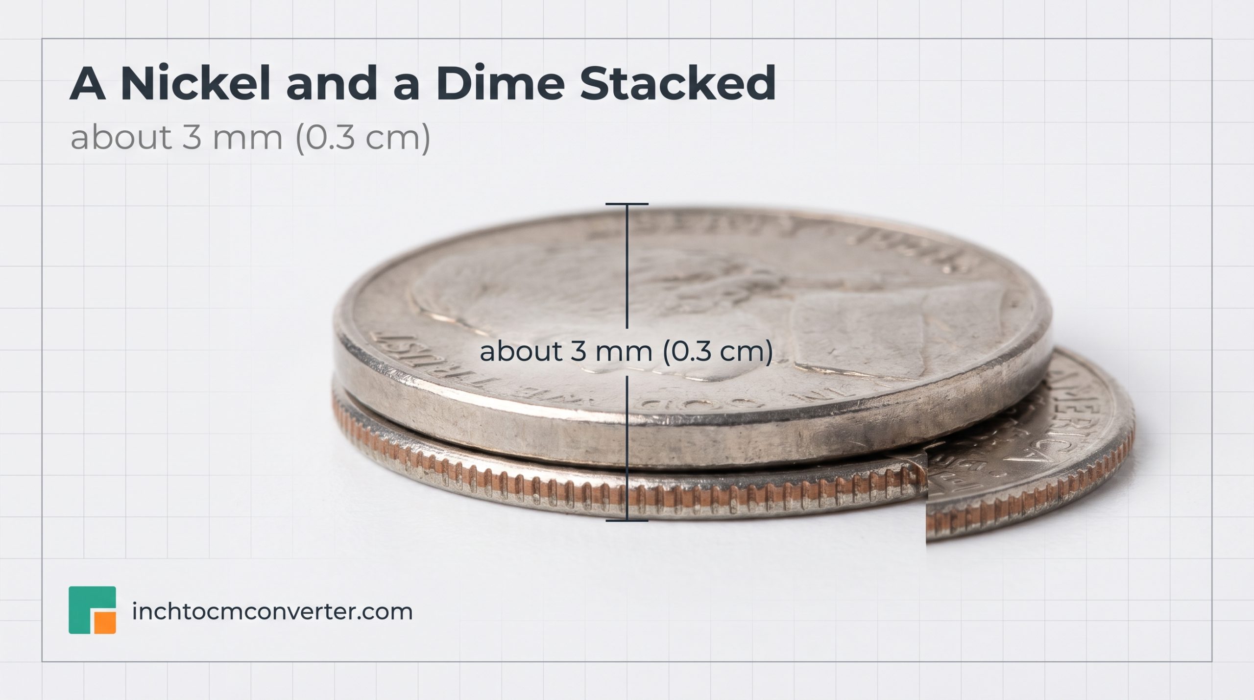 A Nickel and a Dime Stacked - size reference with measurement A Nickel and a Dime Stacked - size reference with measurement