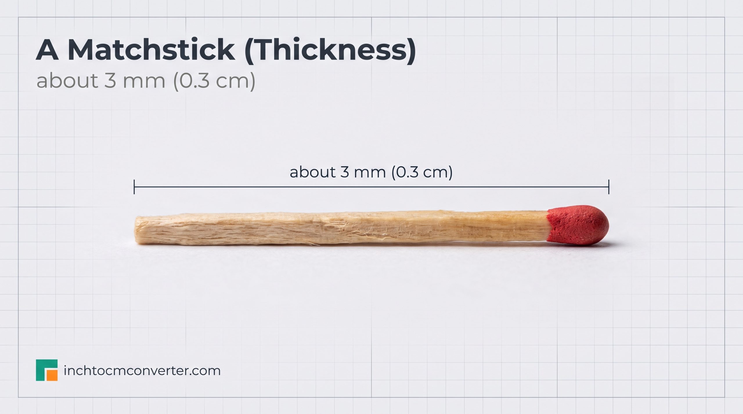 A Matchstick (Thickness) - size reference with measurement A Matchstick (Thickness) - size reference with measurement