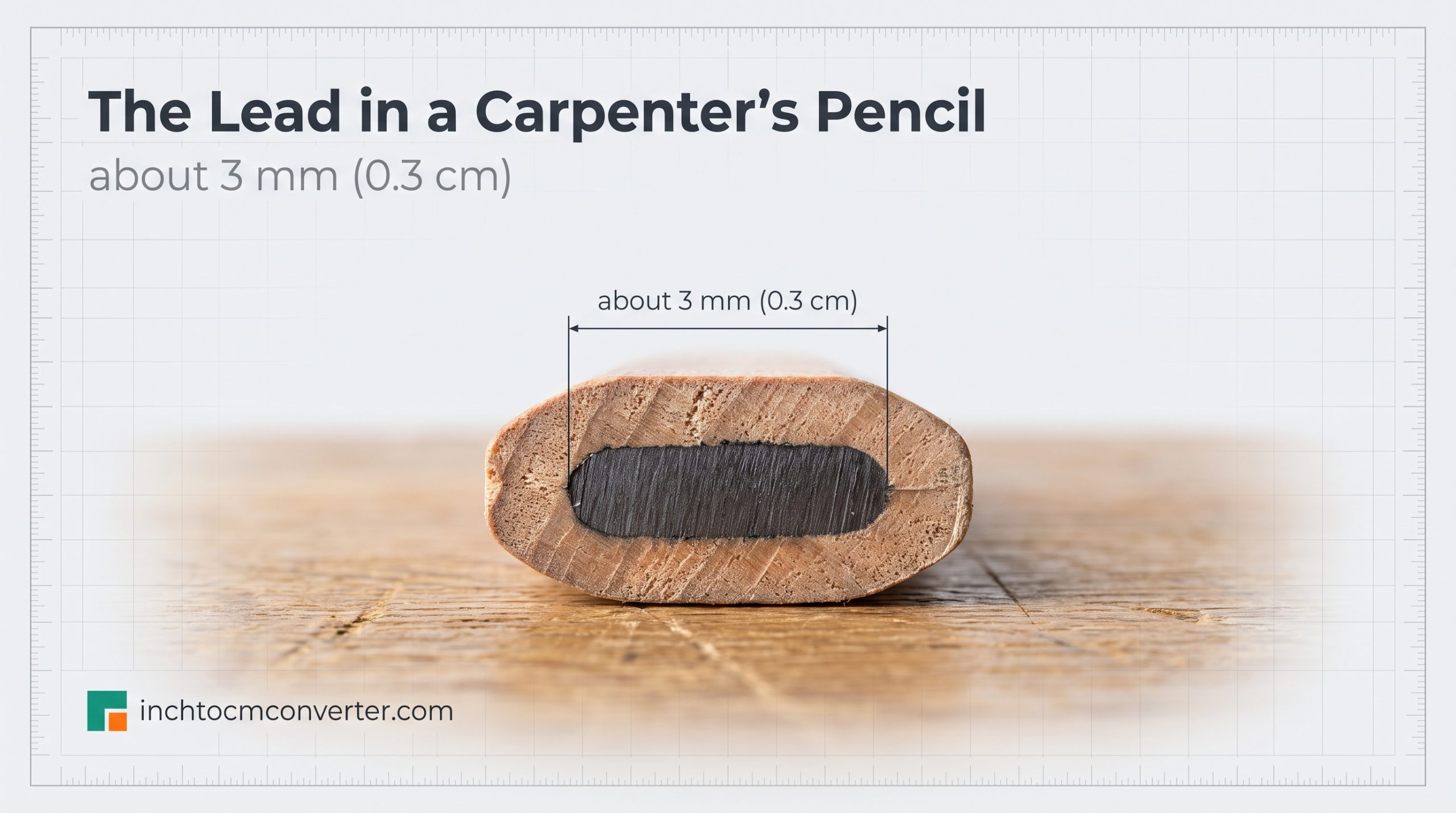 The Lead in a Carpenter The Lead in a Carpenter's Pencil - size reference with measurement