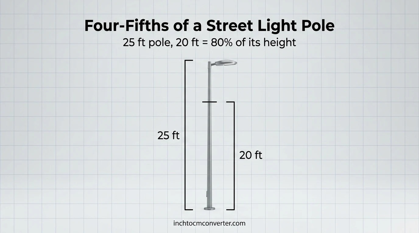 Four-Fifths of a Street Light Pole - 20 feet size reference with measurement Four-Fifths of a Street Light Pole - 20 feet size reference with measurement