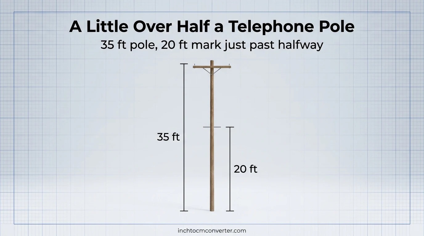 A Little Over Half a Telephone Pole - 20 feet size reference with measurement A Little Over Half a Telephone Pole - 20 feet size reference with measurement
