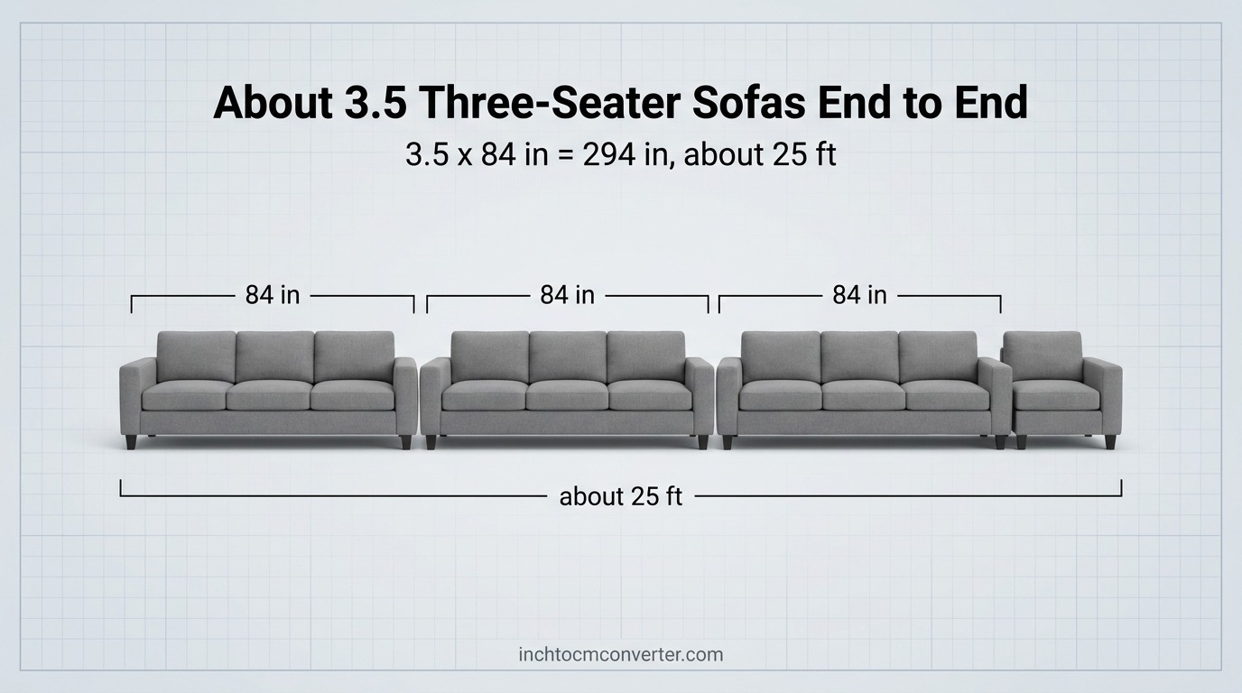 About Three and a Half 3-Seater Sofas - 25 feet size reference with measurement About Three and a Half 3-Seater Sofas - 25 feet size reference with measurement