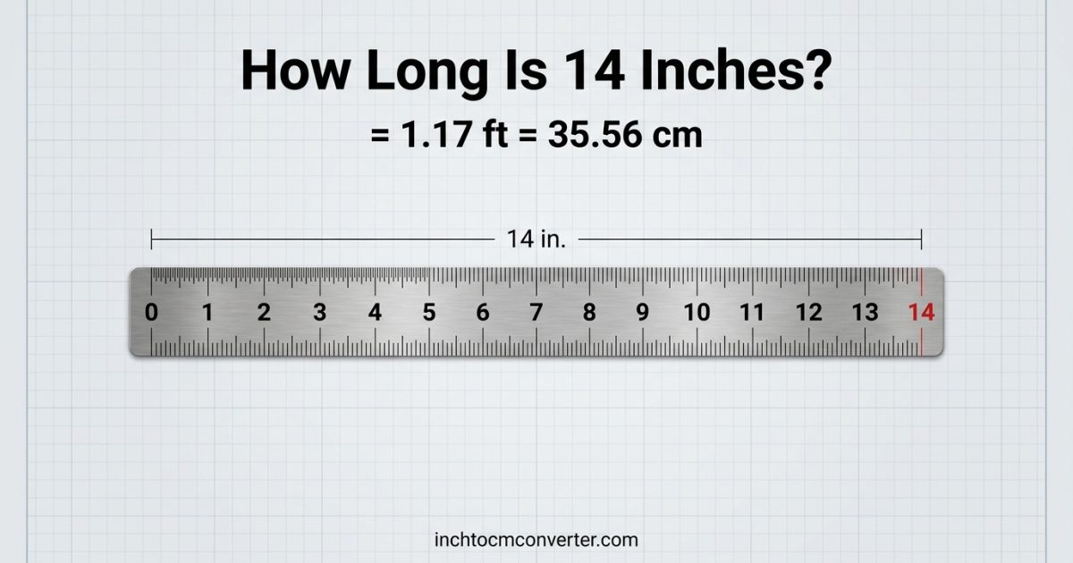 How Long Is 14 Inches? 1.17 ft = 35.56 cm