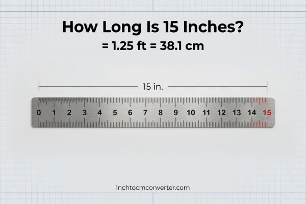 How Long Is 15 Inches? 1.25 ft = 38.1 cm