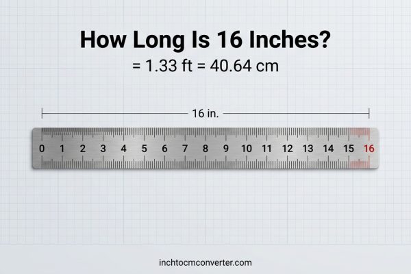 How Long Is 16 Inches? 1.33 ft = 40.64 cm