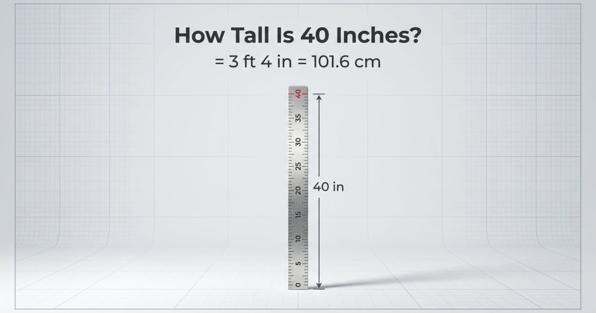 How Tall Is 40 Inches? 3 ft 4 in = 101.6 cm