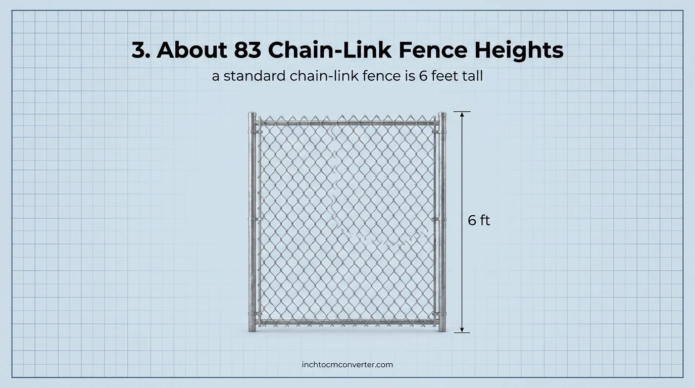 A standard chain-link fence is 6 feet tall A standard chain-link fence is 6 feet tall