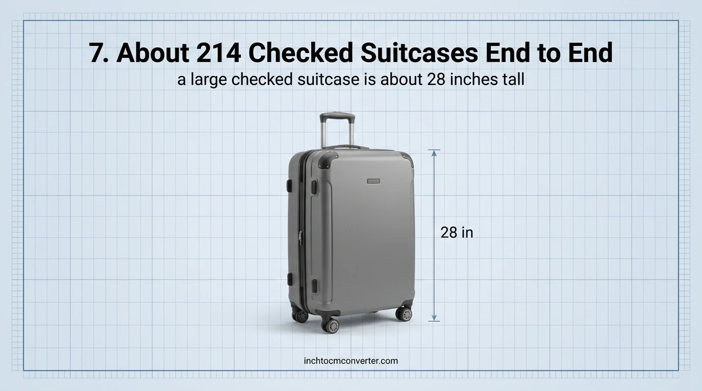 A large checked suitcase is about 28 inches tall A large checked suitcase is about 28 inches tall