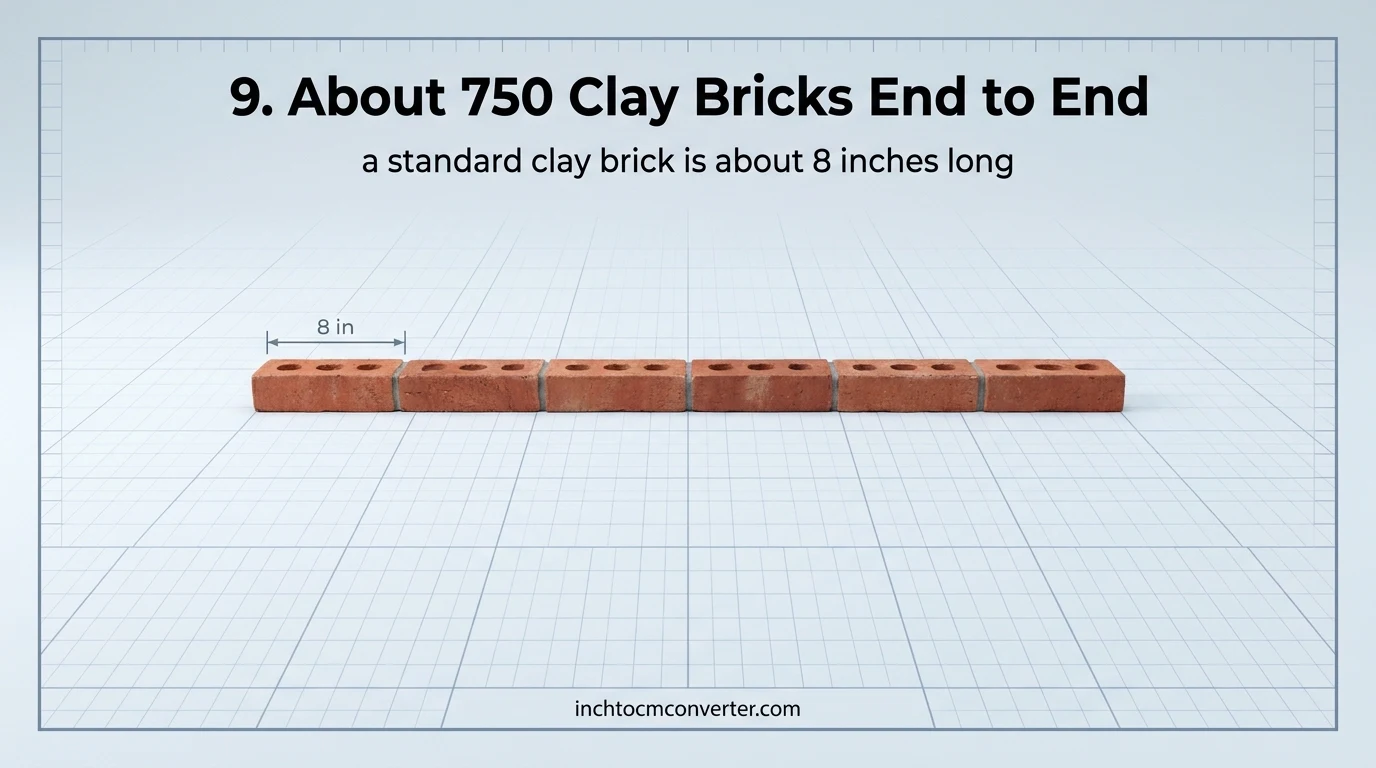 A standard clay brick is about 8 inches long A standard clay brick is about 8 inches long