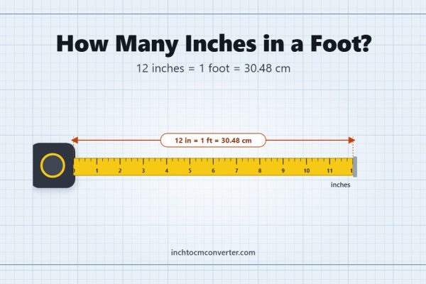 How Many Inches in a Foot - 12 inches = 1 foot = 30.48 cm