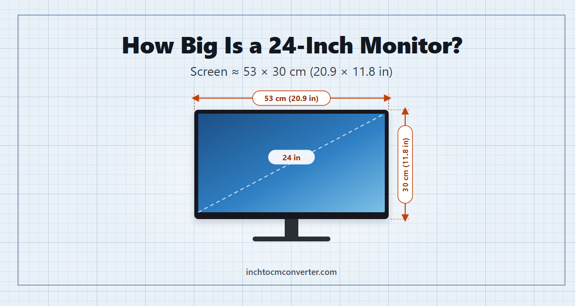 24-inch monitor size - screen about 53 x 30 cm