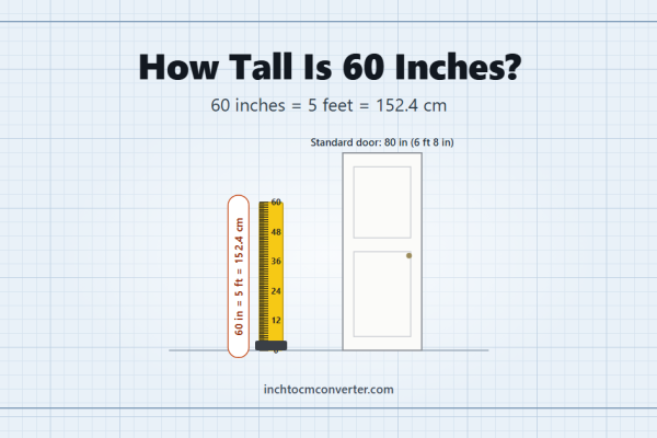 How tall is 60 inches - 60 inches equals 5 feet or 152.4 cm