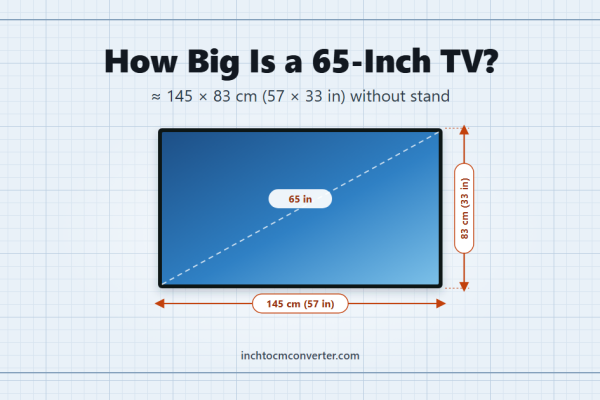 65-inch TV dimensions - about 145 x 83 cm