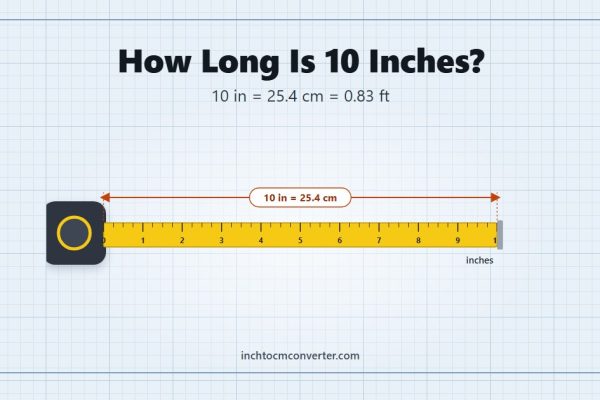 How Long Is 10 Inches - 10 in = 25.4 cm = 0.83 ft