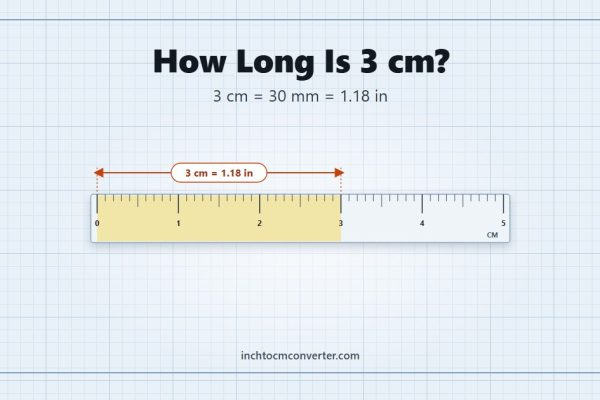 How Long Is 3 cm - 3 cm = 30 mm = 1.18 in