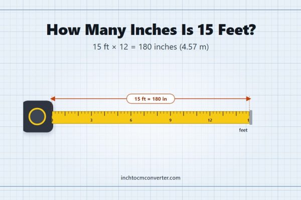 How Many Inches Is 15 Feet - 15 ft × 12 = 180 inches (4.57 m)
